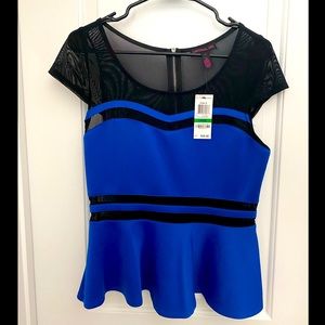 Black and Blue Mesh Peplum